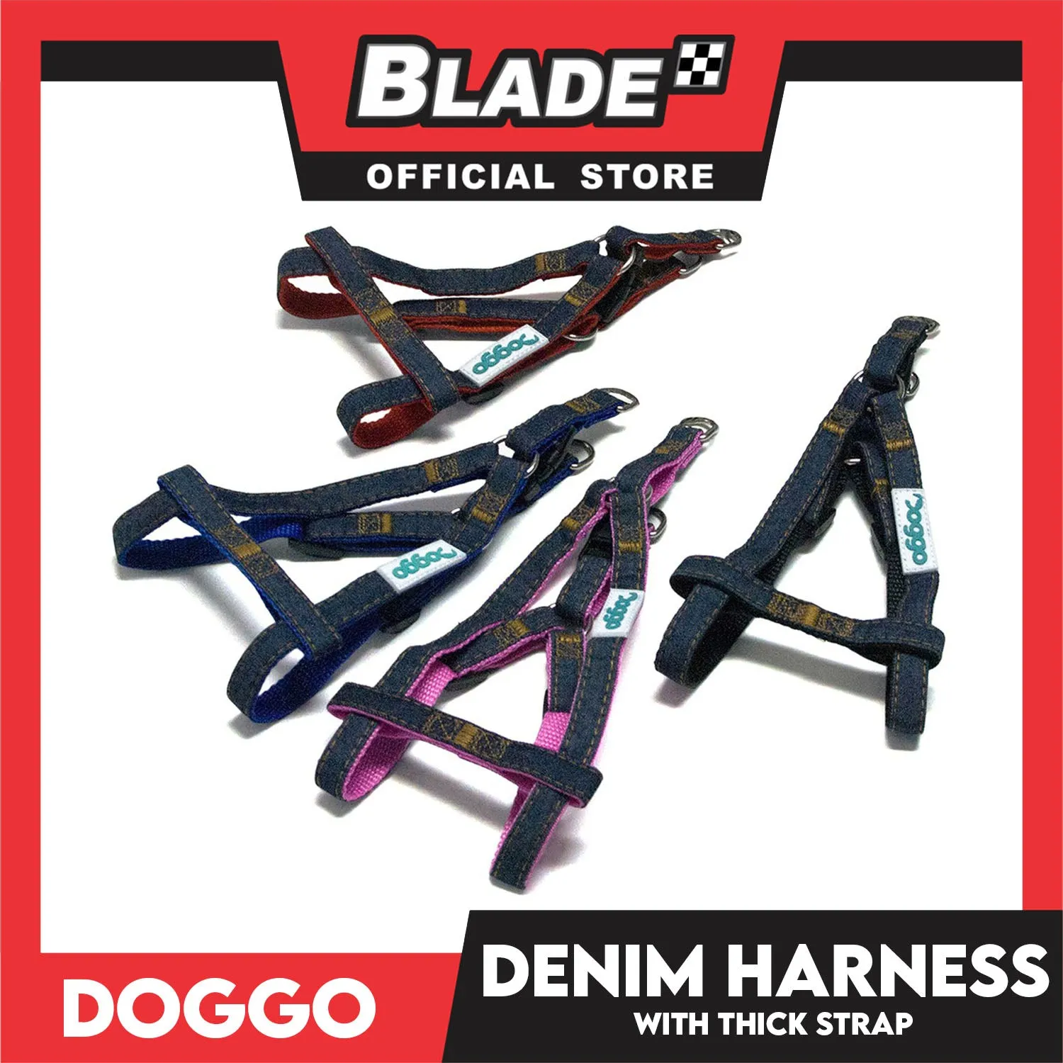 Doggo Denim Harness Extra Small Size (Pink) Harness for Dog