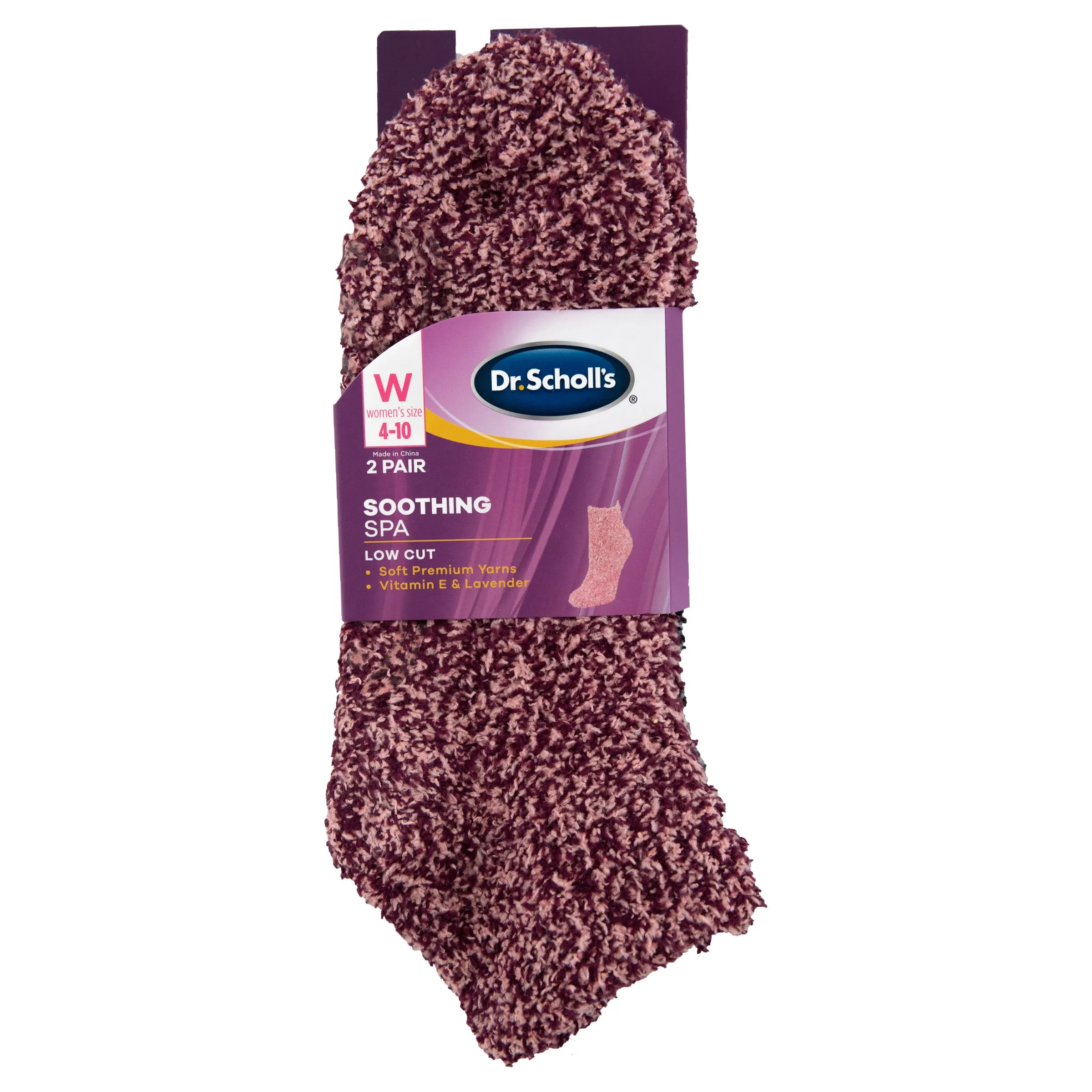 Dr. Scholl's Women's Soothing Spa Gripper Low Cut Socks 2 Pair Pack - Lavender & Vitamin E Infused, Cozy Comfort