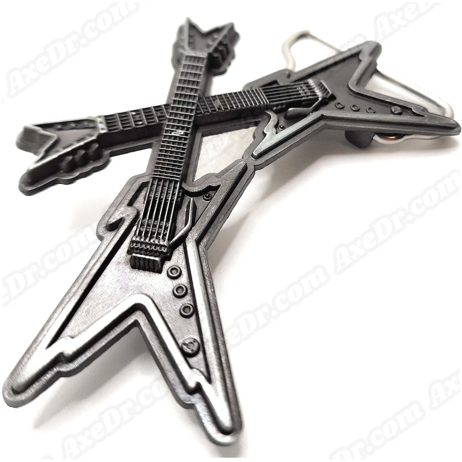 Dual Guitars Belt Buckle / Crossed Guitars Belt Buckle
