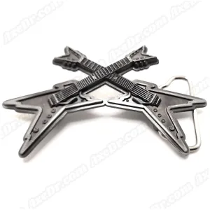 Dual Guitars Belt Buckle / Crossed Guitars Belt Buckle