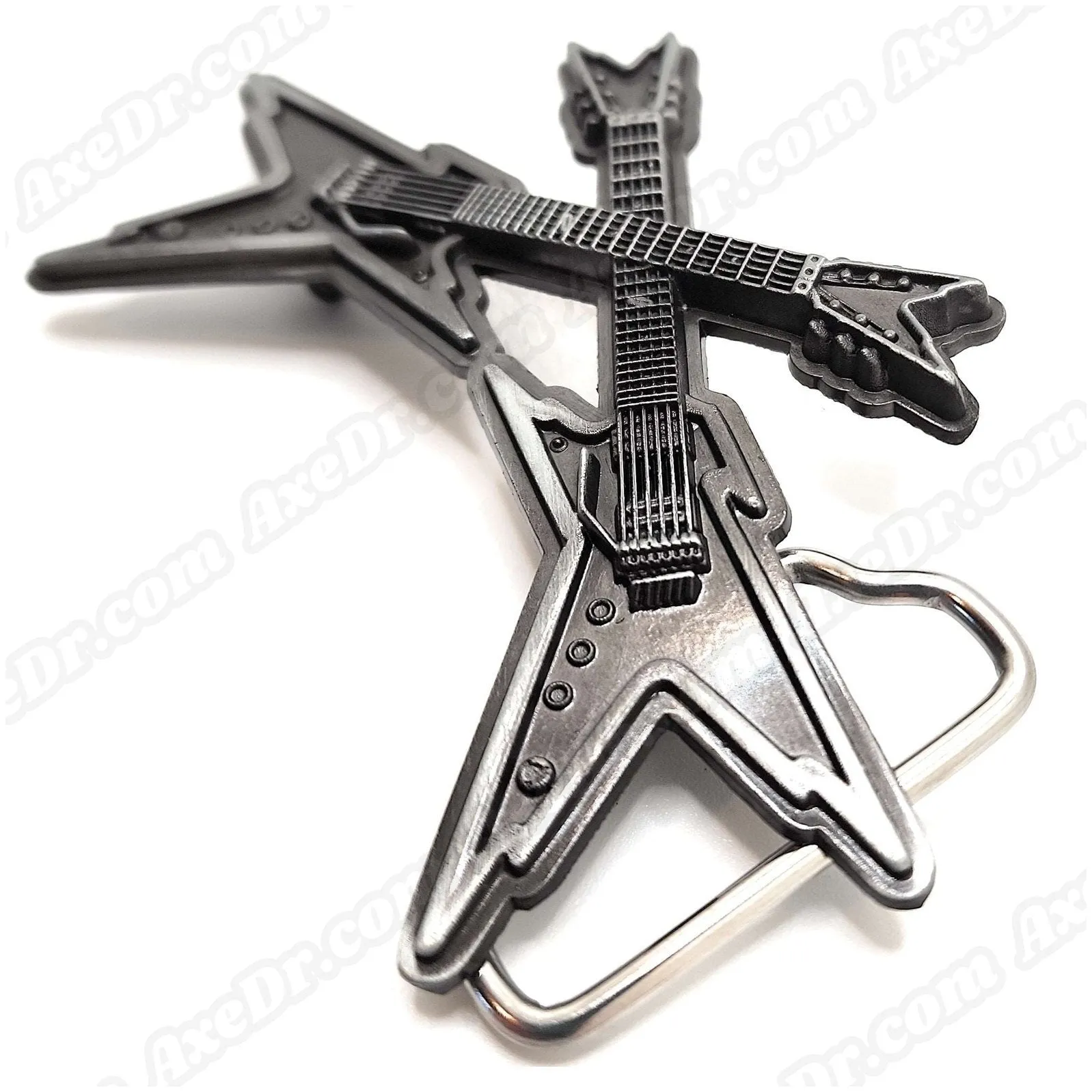 Dual Guitars Belt Buckle / Crossed Guitars Belt Buckle