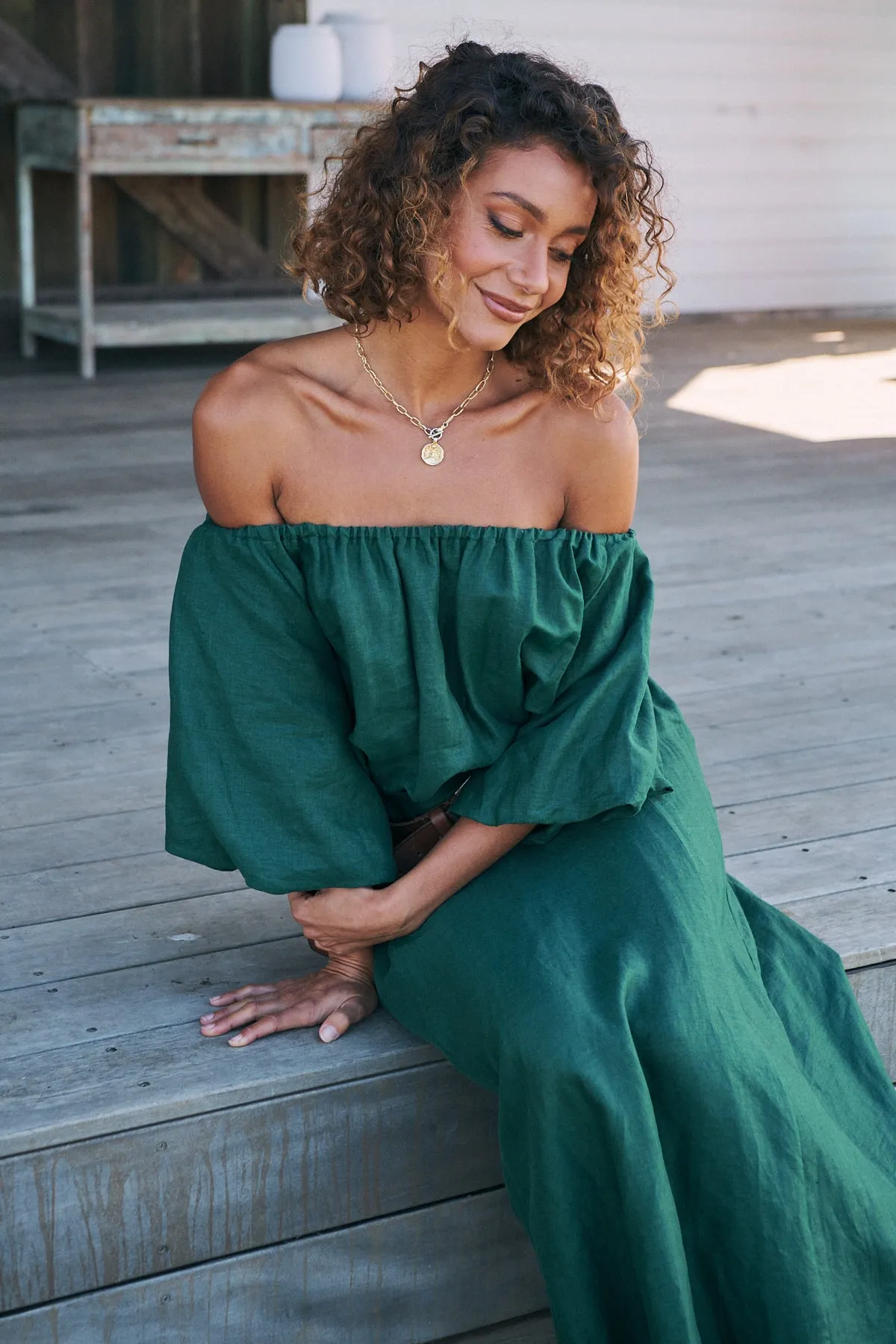 Emerald Linen Hallie Maxi
