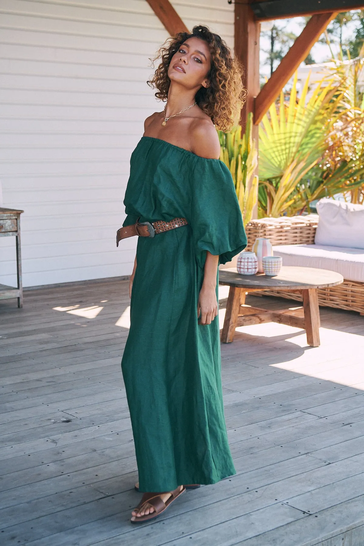 Emerald Linen Hallie Maxi