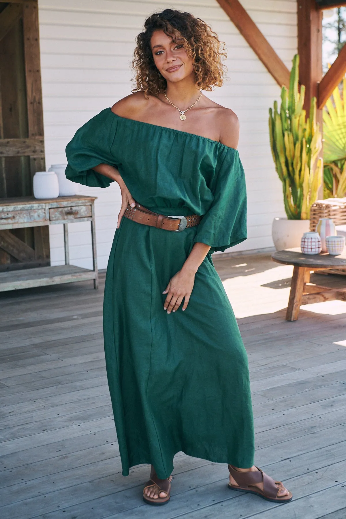 Emerald Linen Hallie Maxi