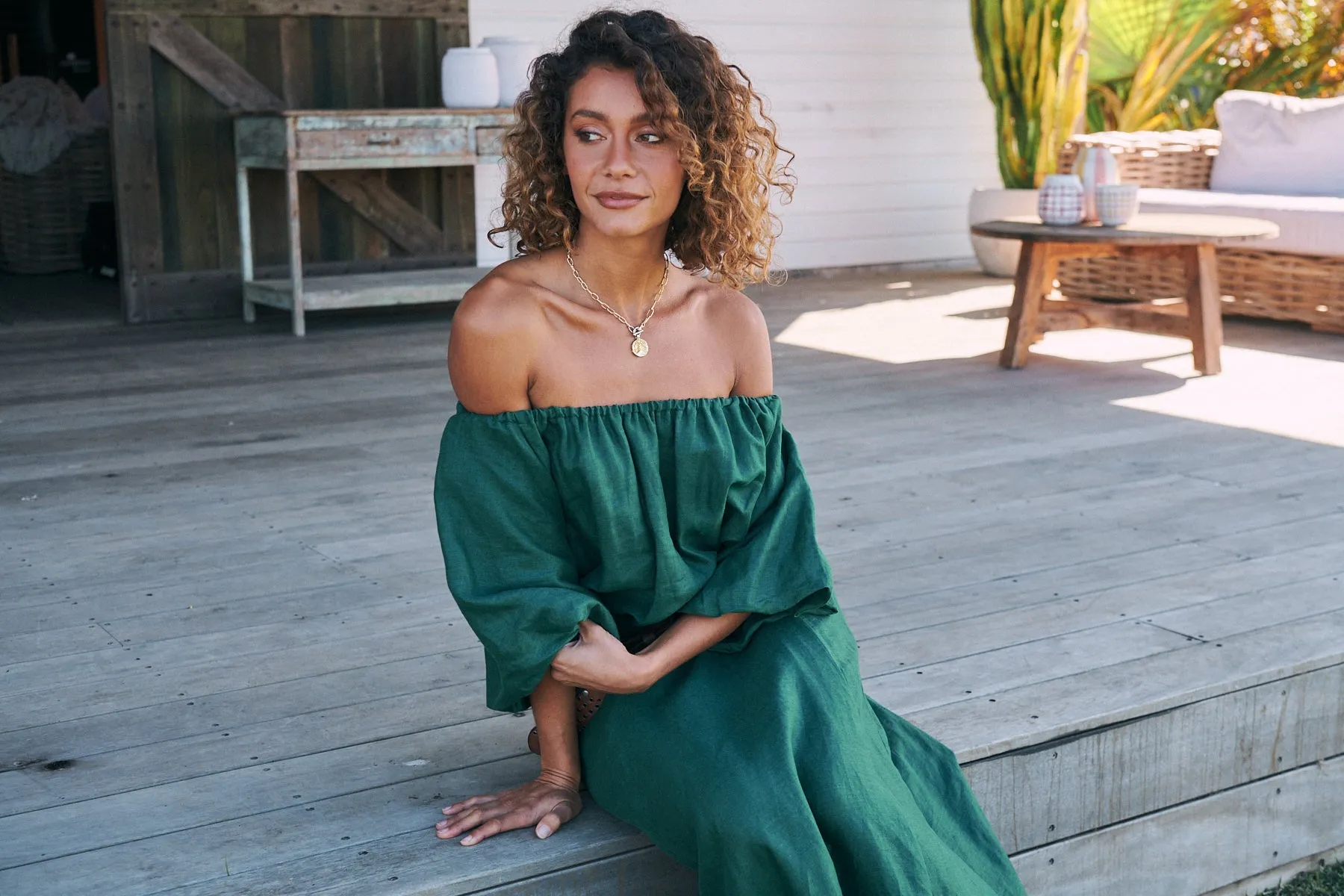 Emerald Linen Hallie Maxi