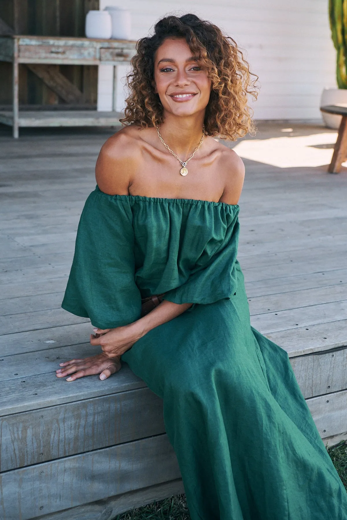 Emerald Linen Hallie Maxi