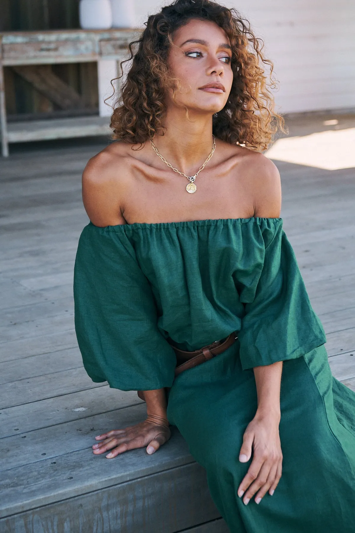 Emerald Linen Hallie Maxi