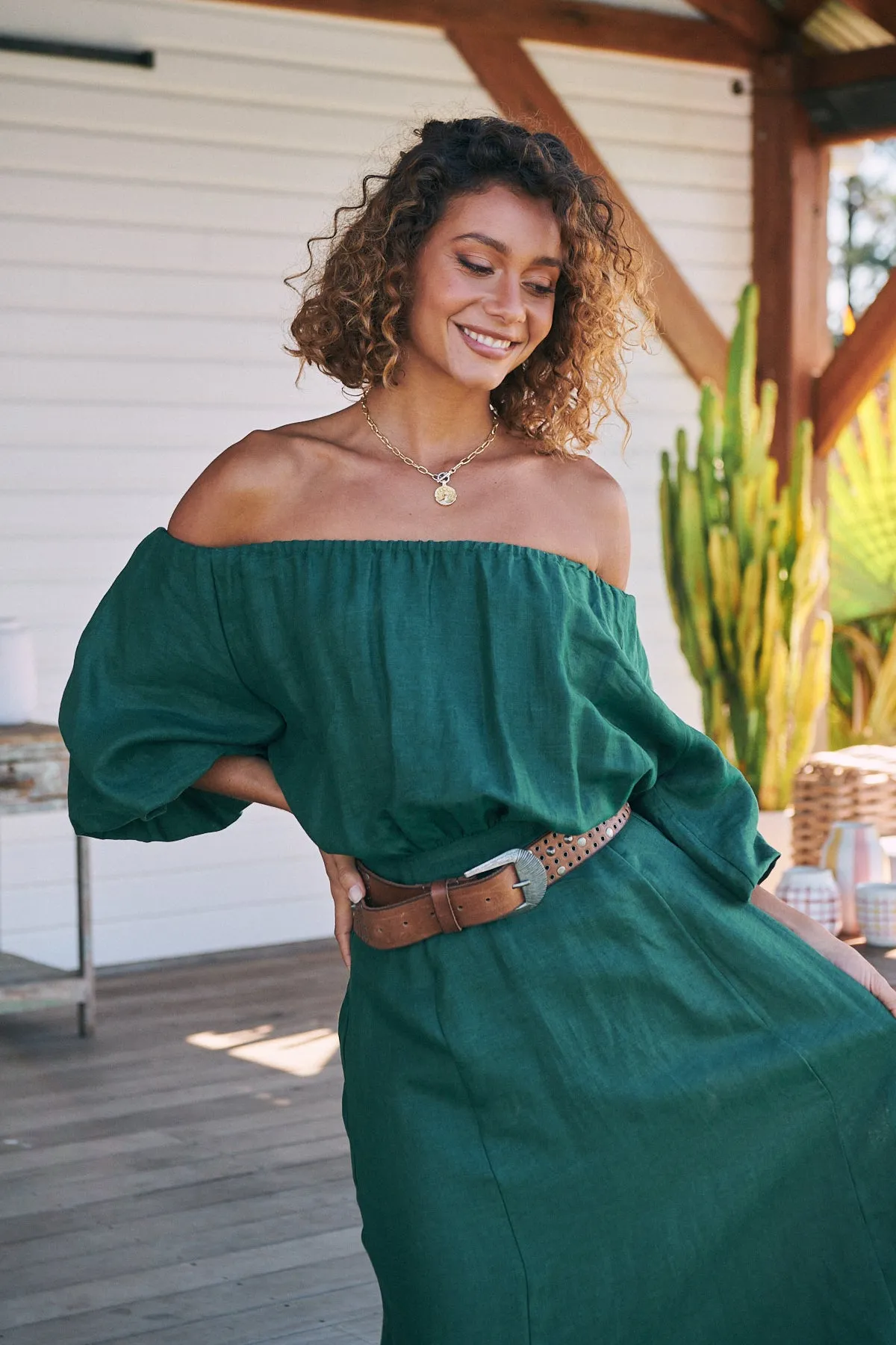Emerald Linen Hallie Maxi