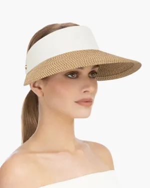 Eric Javits Champ II Visor in Peanut and White