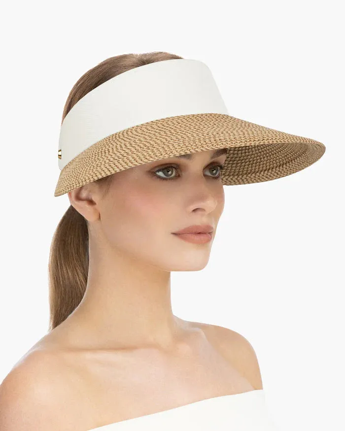 Eric Javits Champ II Visor in Peanut and White