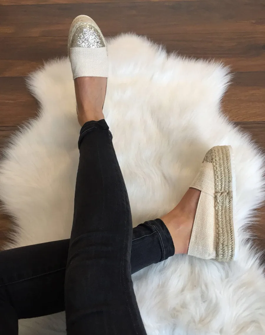 Espadrilles beiges semelles épaisses