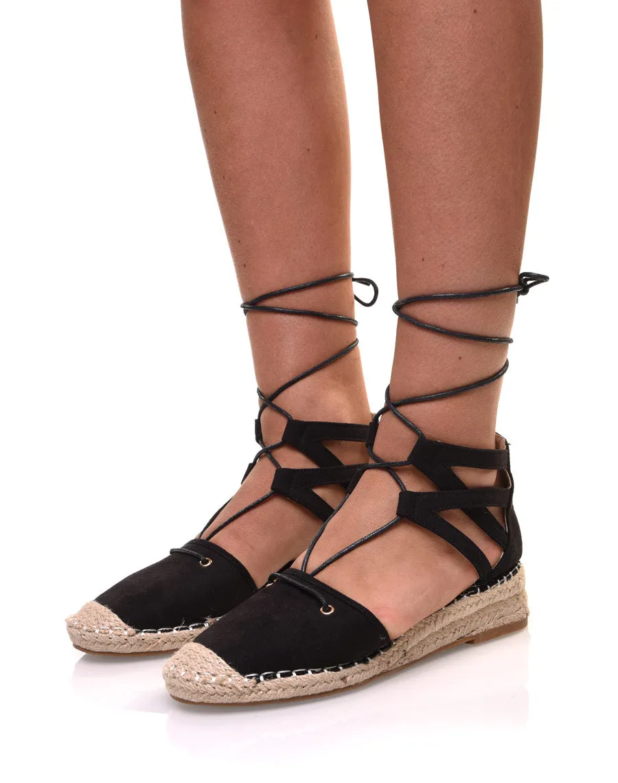 Espadrilles noires à talon compensées