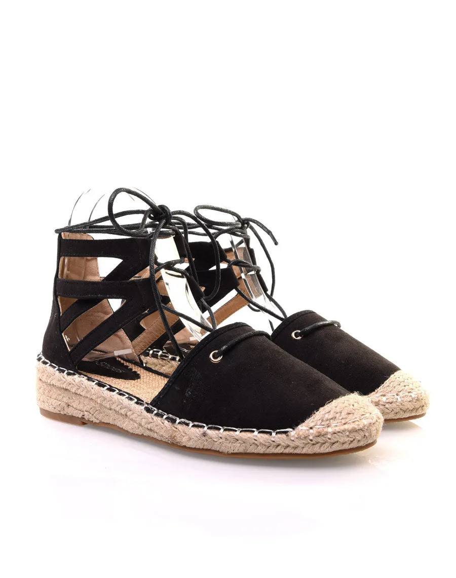 Espadrilles noires à talon compensées
