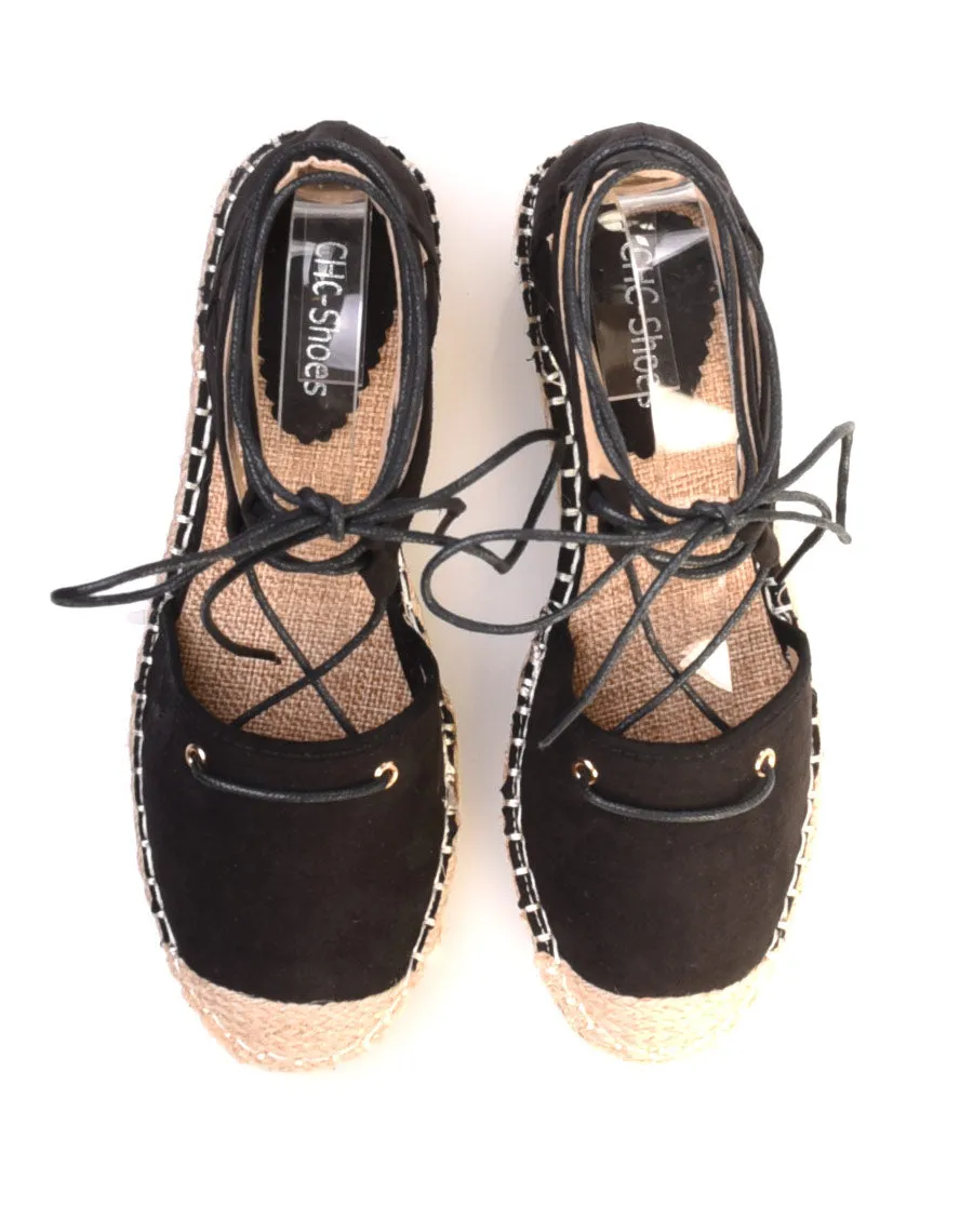 Espadrilles noires à talon compensées