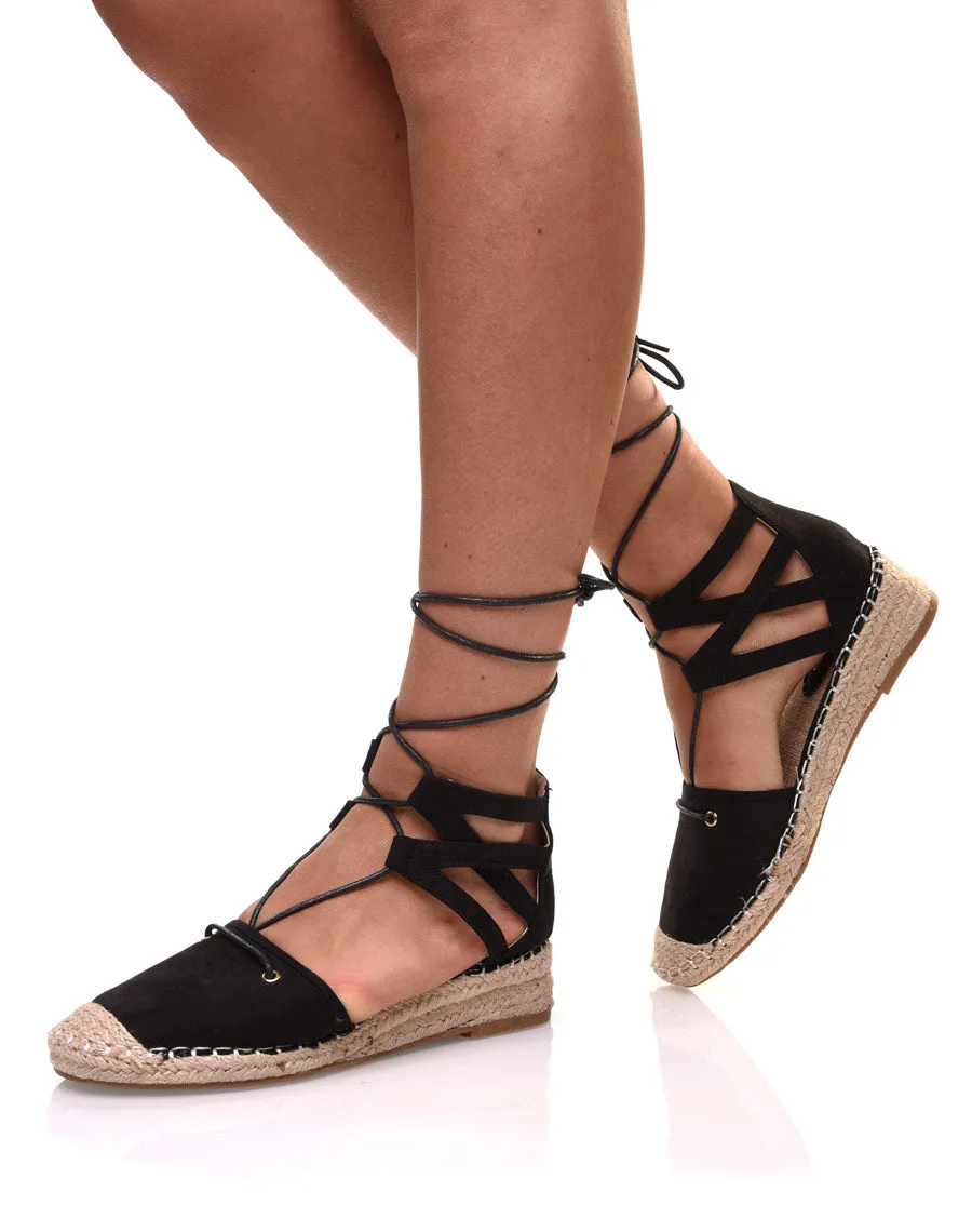 Espadrilles noires à talon compensées