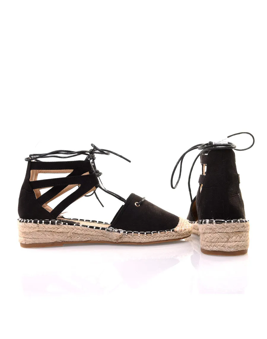 Espadrilles noires à talon compensées