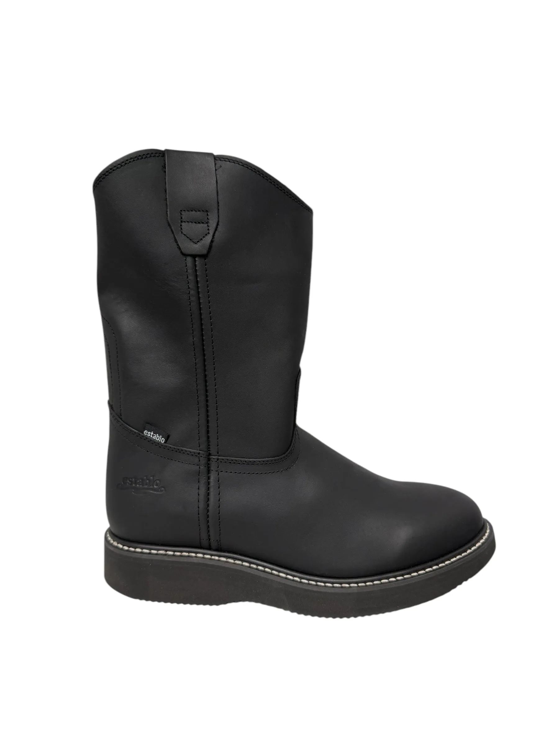 Establo Oiled Leather Black Pull Up Work Boot - 553-03