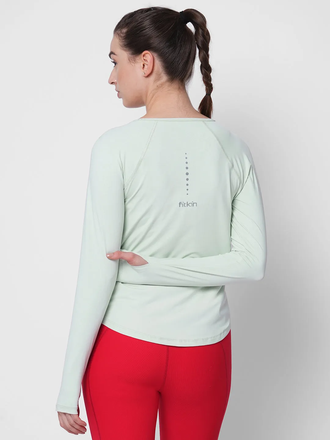 Fitkin women anti-odor mint green reglan long sleeve tshirt