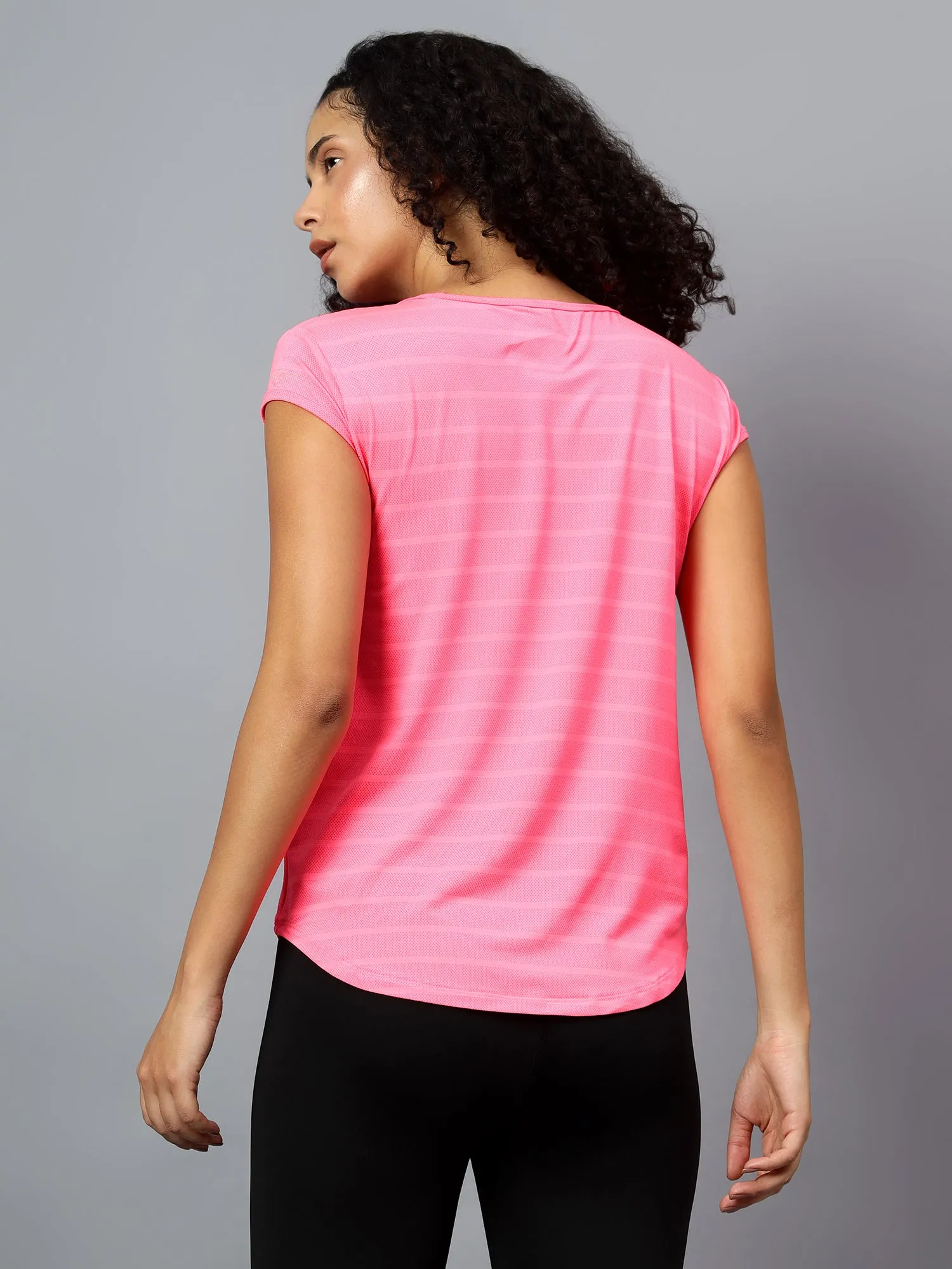 Fitkin Women's Neon Pink Short Sleeve Active Tshirt
