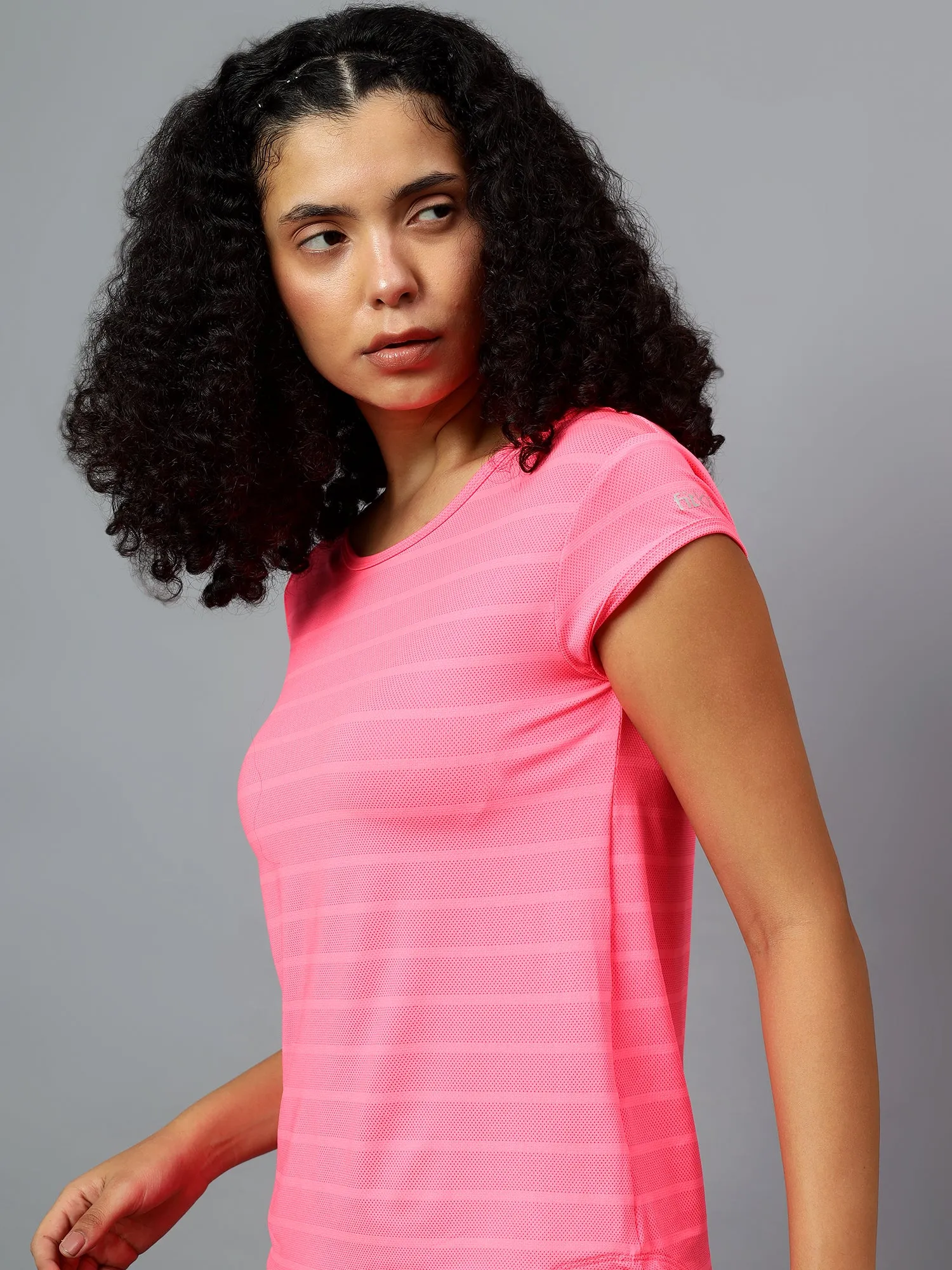 Fitkin Women's Neon Pink Short Sleeve Active Tshirt
