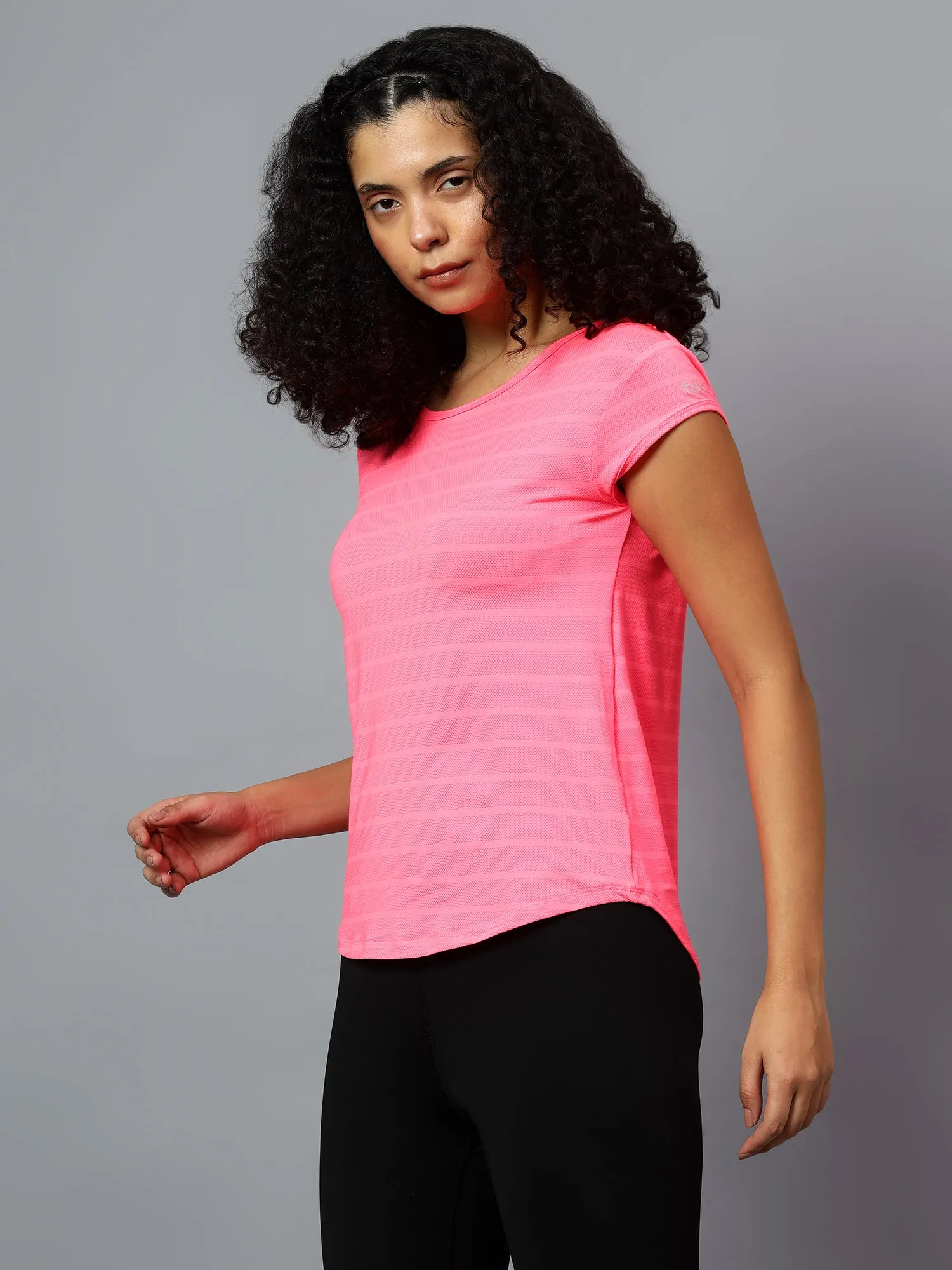 Fitkin Women's Neon Pink Short Sleeve Active Tshirt