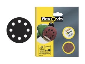 Flexovit Hook & Loop Sanding Discs 125Mm Extra Fine 180G (Pack Of 6)