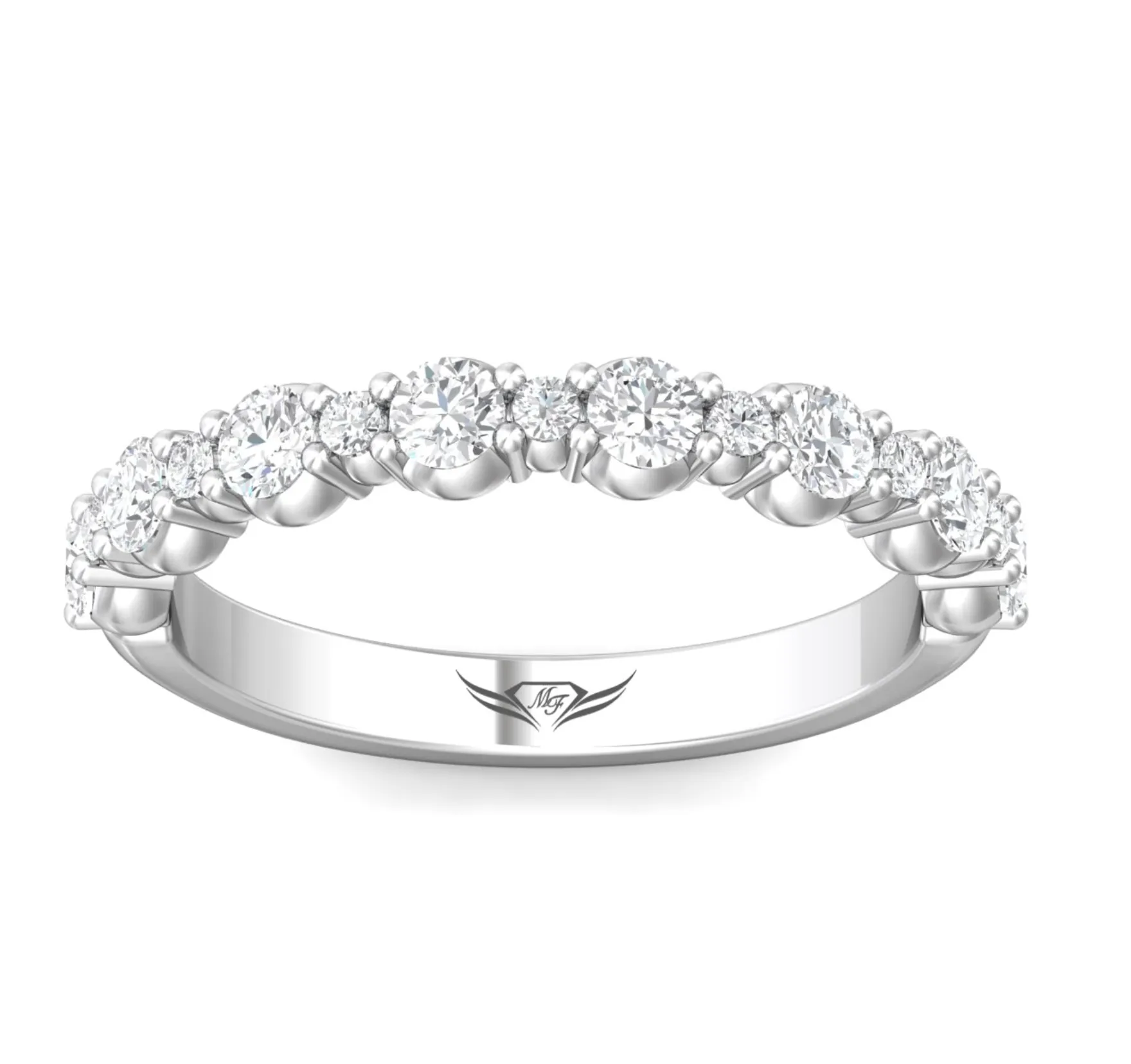 FlyerFit Round Cut Diamond Wedding Band