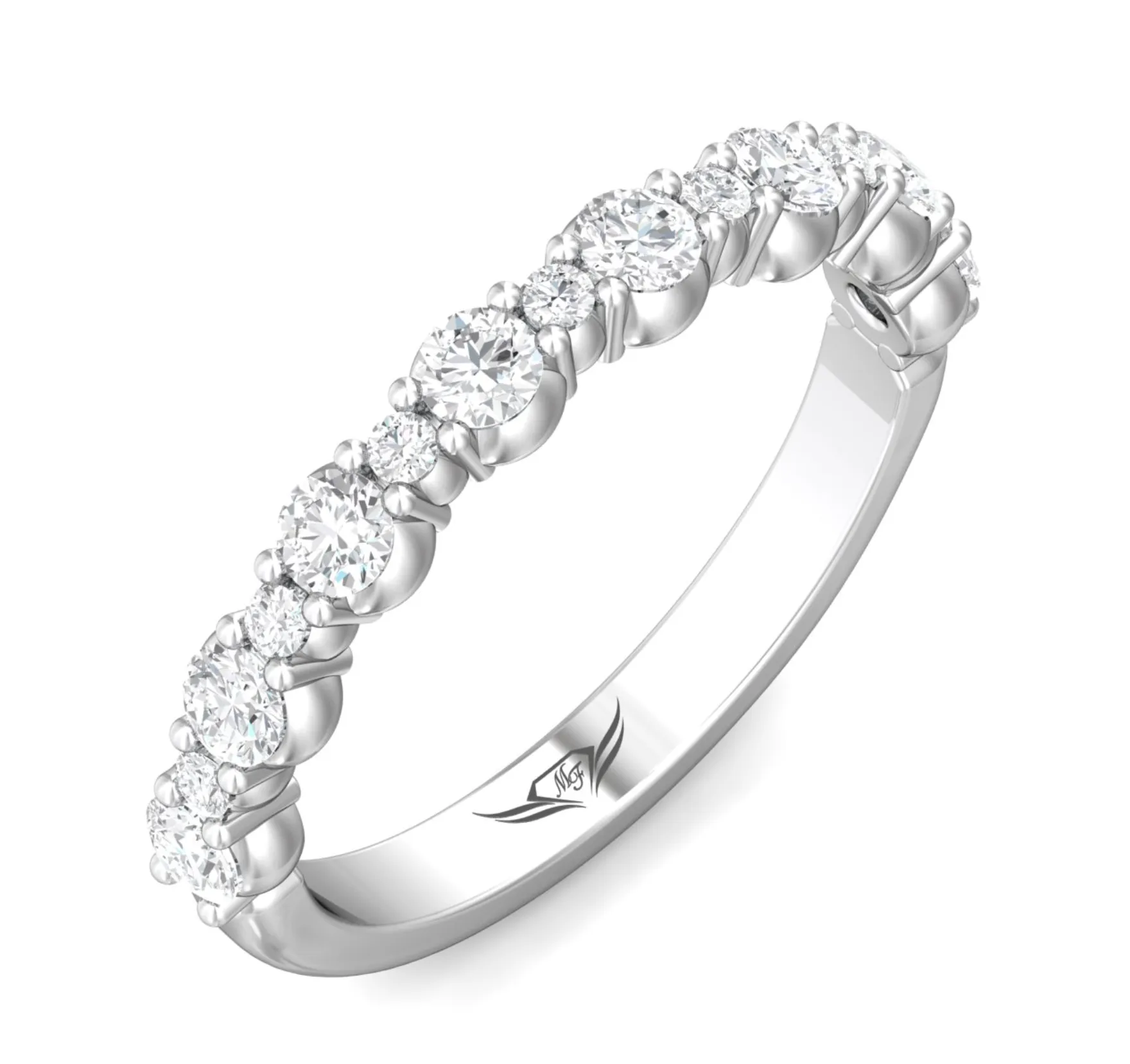 FlyerFit Round Cut Diamond Wedding Band