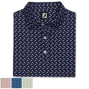 Footjoy Lisle Leaping Dolphins Print Self Collar M Lemonade / Dove Grey (29569)