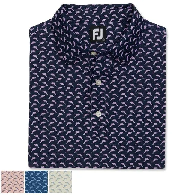 Footjoy Lisle Leaping Dolphins Print Self Collar M Lemonade / Dove Grey (29569)