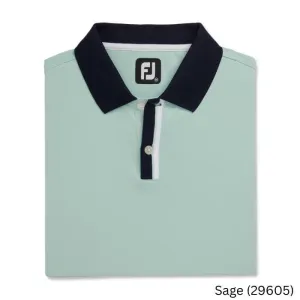 FootJoy Solid Stretch Pique with Stripe Placket Knit Collar S Sage (29605)