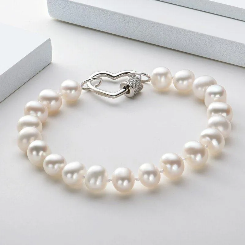 Freshwater Pearl Heart Shape Buckle Bracelet