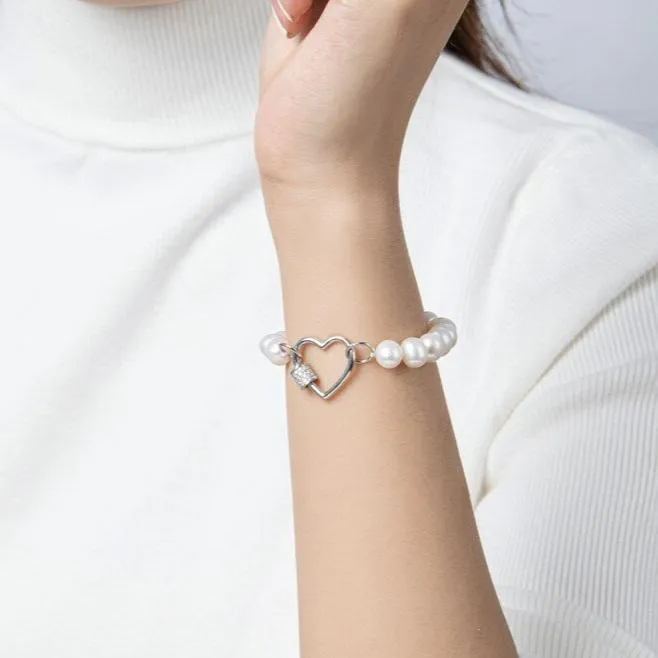 Freshwater Pearl Heart Shape Buckle Bracelet