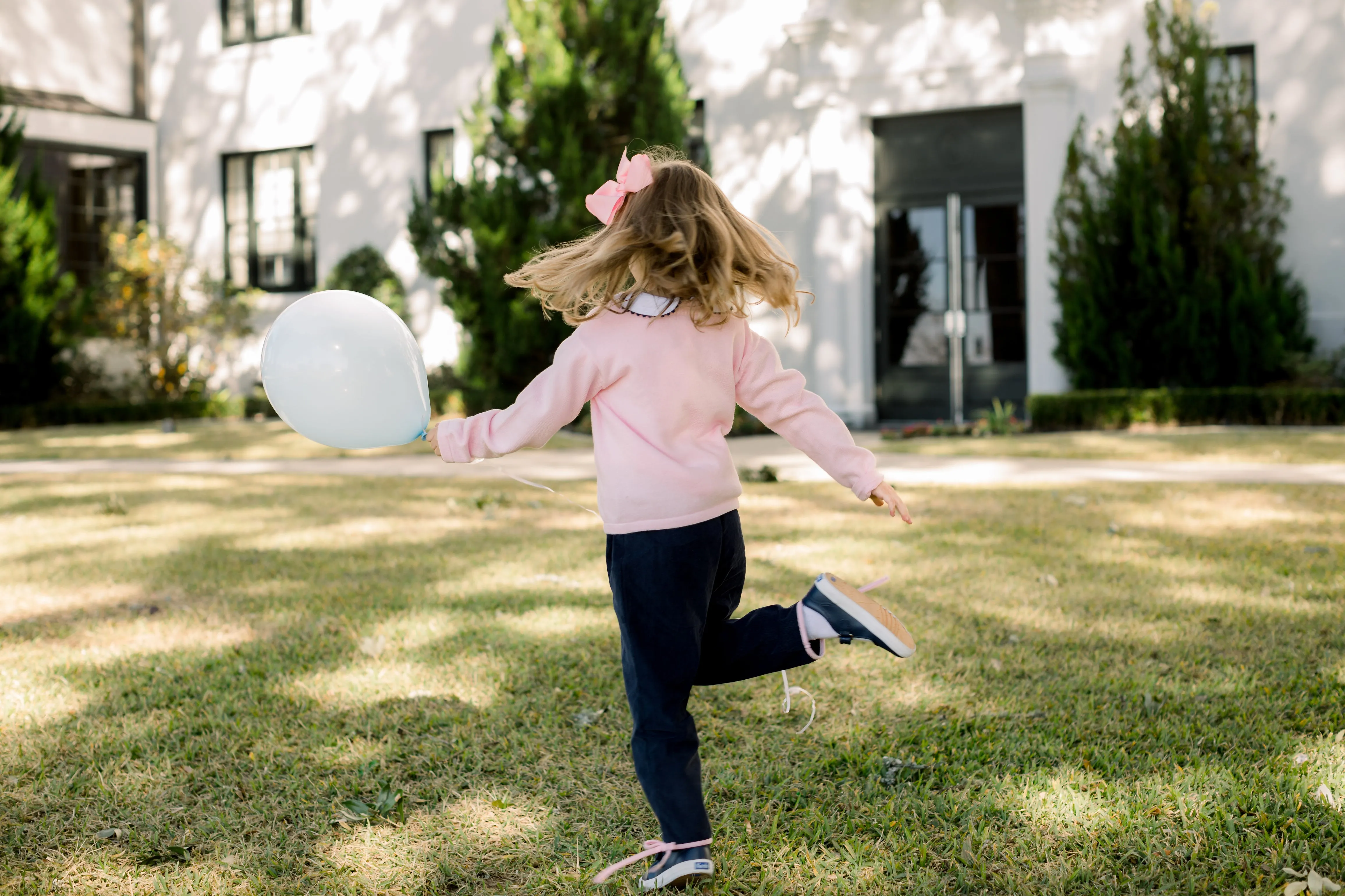 Girls Pink Sweater with Blue Heart