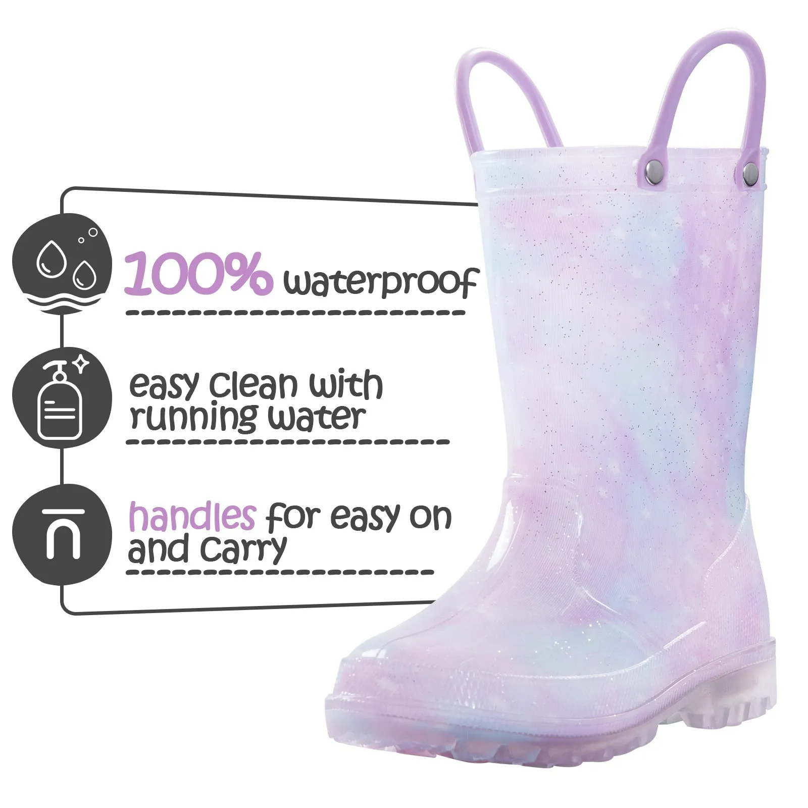 Gradient Glitter Kids Rain Boots