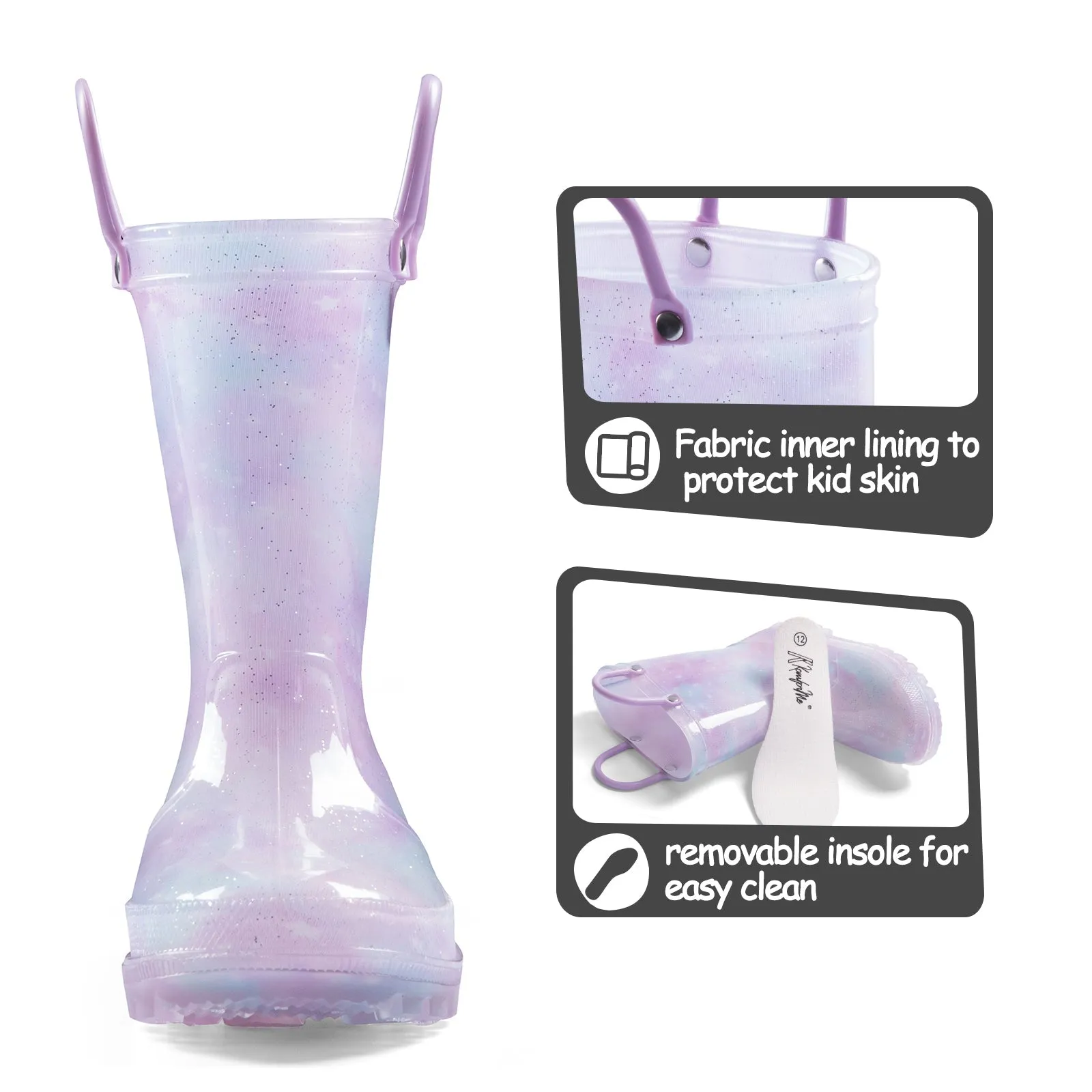 Gradient Glitter Kids Rain Boots