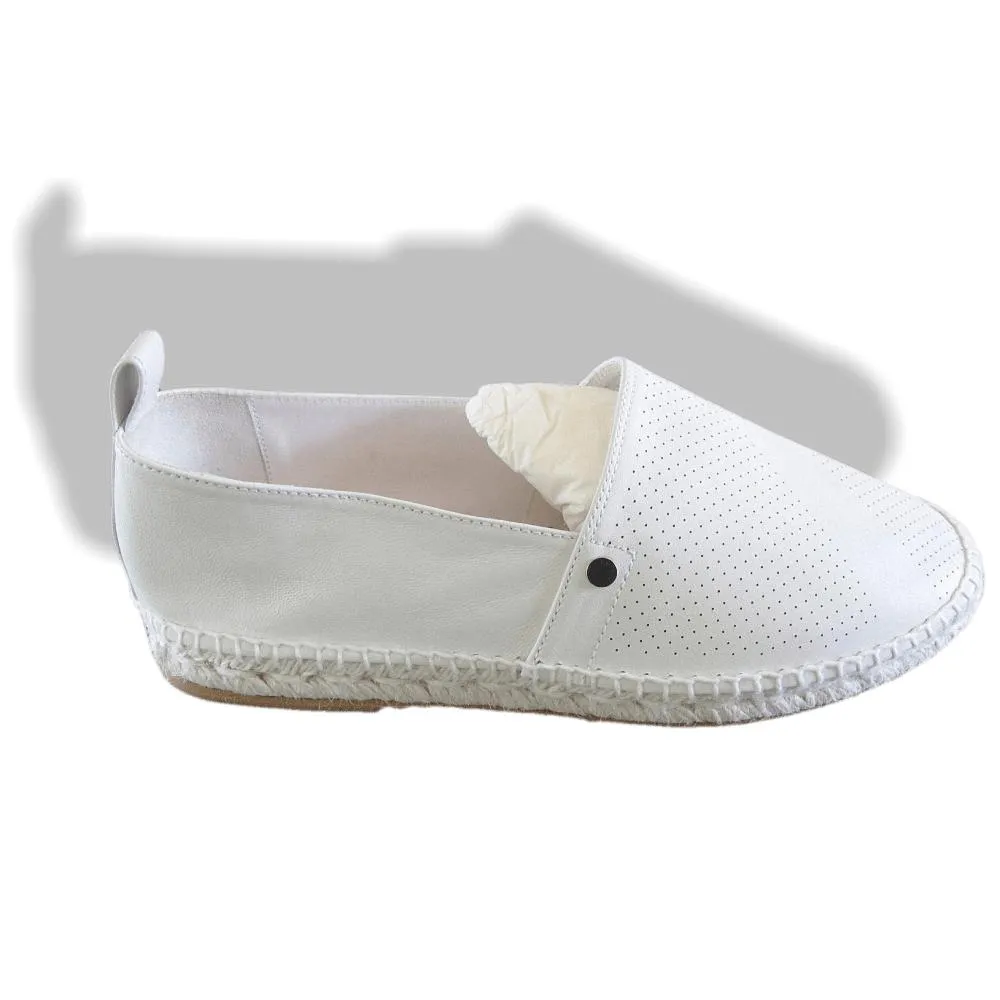 Hermes White Perforated Lambskin Nappa Eusebio Espadrilles Sneakers Unisex Shoes Sz39 New!