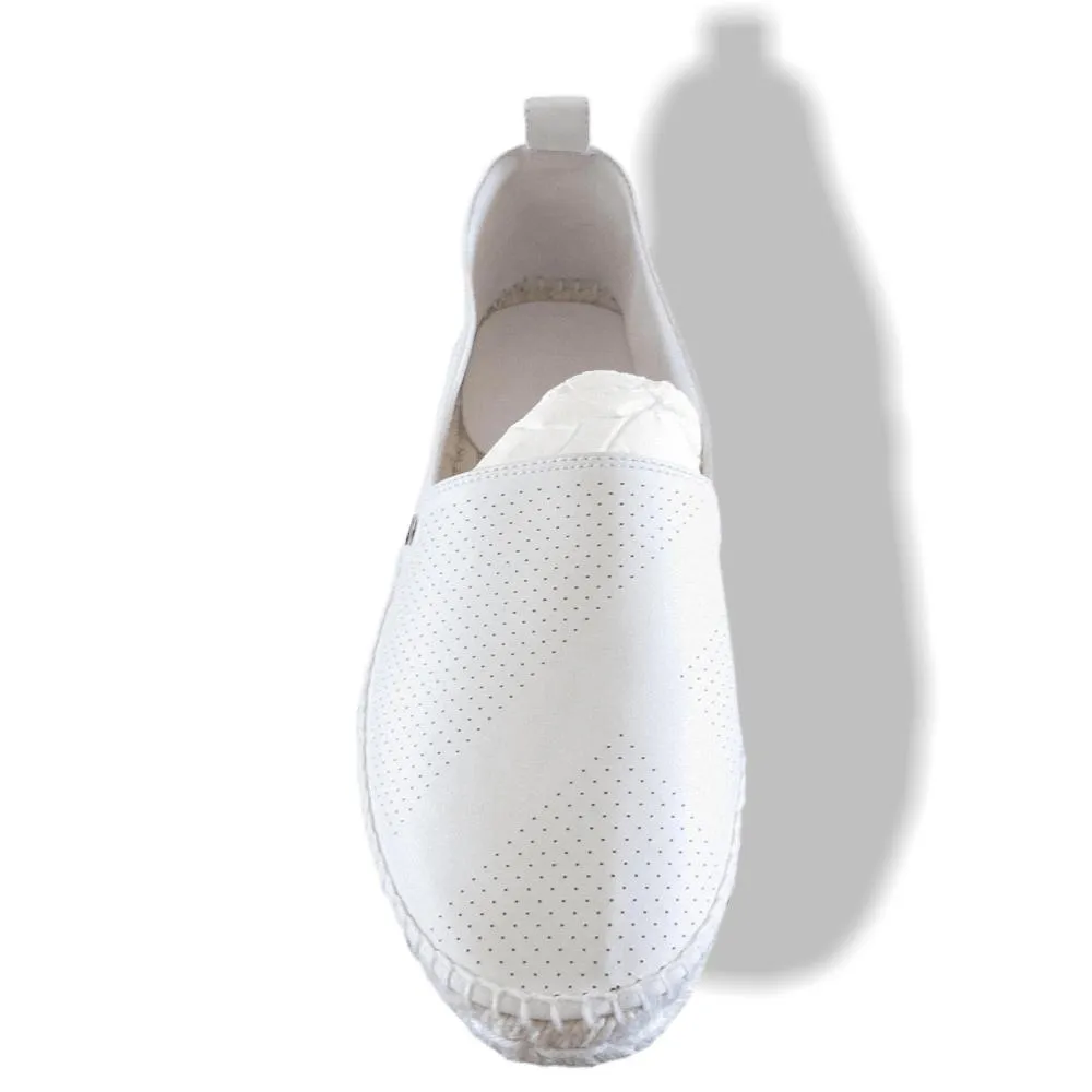 Hermes White Perforated Lambskin Nappa Eusebio Espadrilles Sneakers Unisex Shoes Sz39 New!