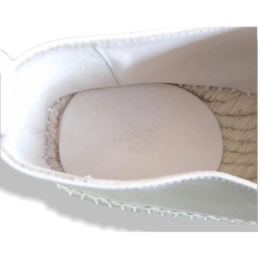Hermes White Perforated Lambskin Nappa Eusebio Espadrilles Sneakers Unisex Shoes Sz39 New!