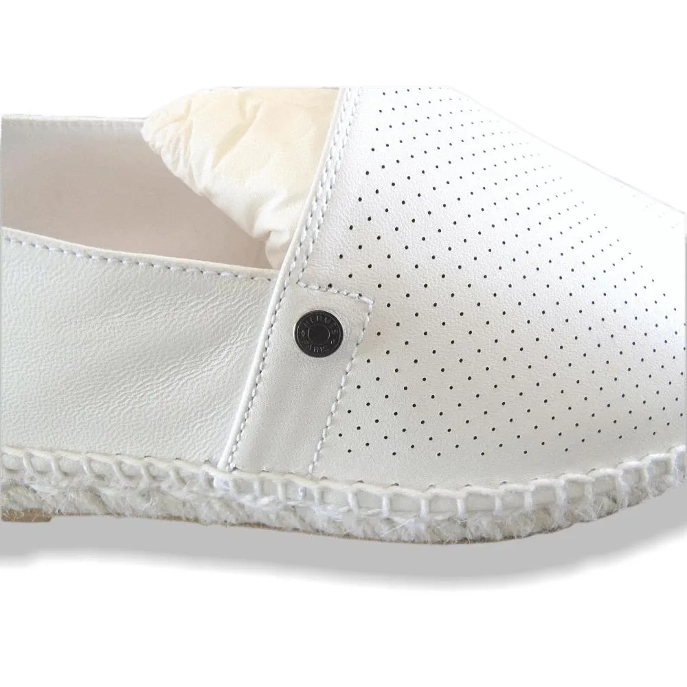 Hermes White Perforated Lambskin Nappa Eusebio Espadrilles Sneakers Unisex Shoes Sz39 New!