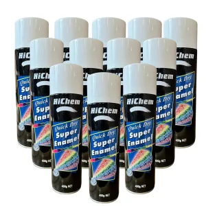 Hichem Quick Dry Super Enamel Spray Paint 12 Cans - Flat White