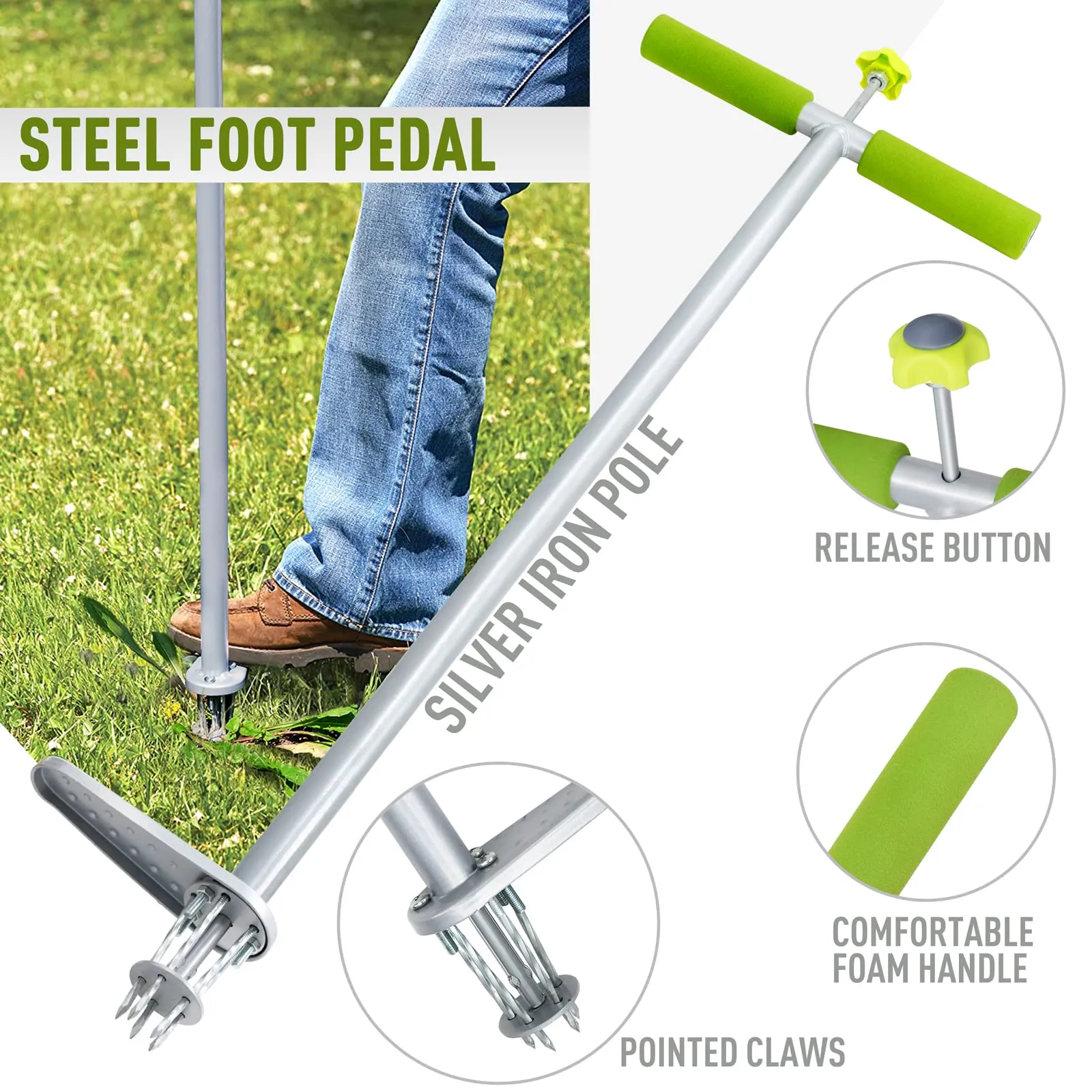 Hortem Stand UP Weed Puller, 93cm Root Removal Tool, Long Handle Weeder with Durable Foot Plate, Garden Weeding Hand Tool Dandelion Puller