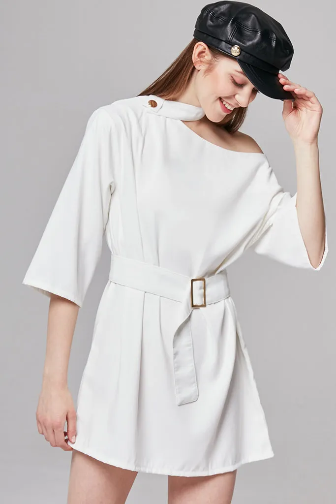 Kerry Choker Neck Belted Dress