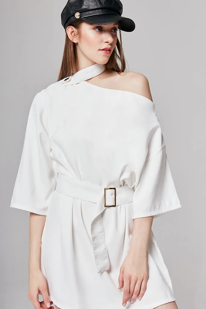 Kerry Choker Neck Belted Dress