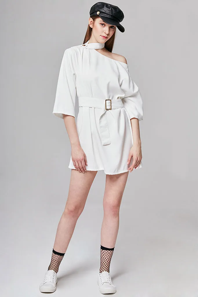 Kerry Choker Neck Belted Dress