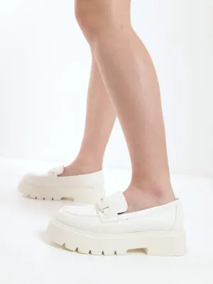 Ladies Izzy Chunky Lug Sole Loafer - White
