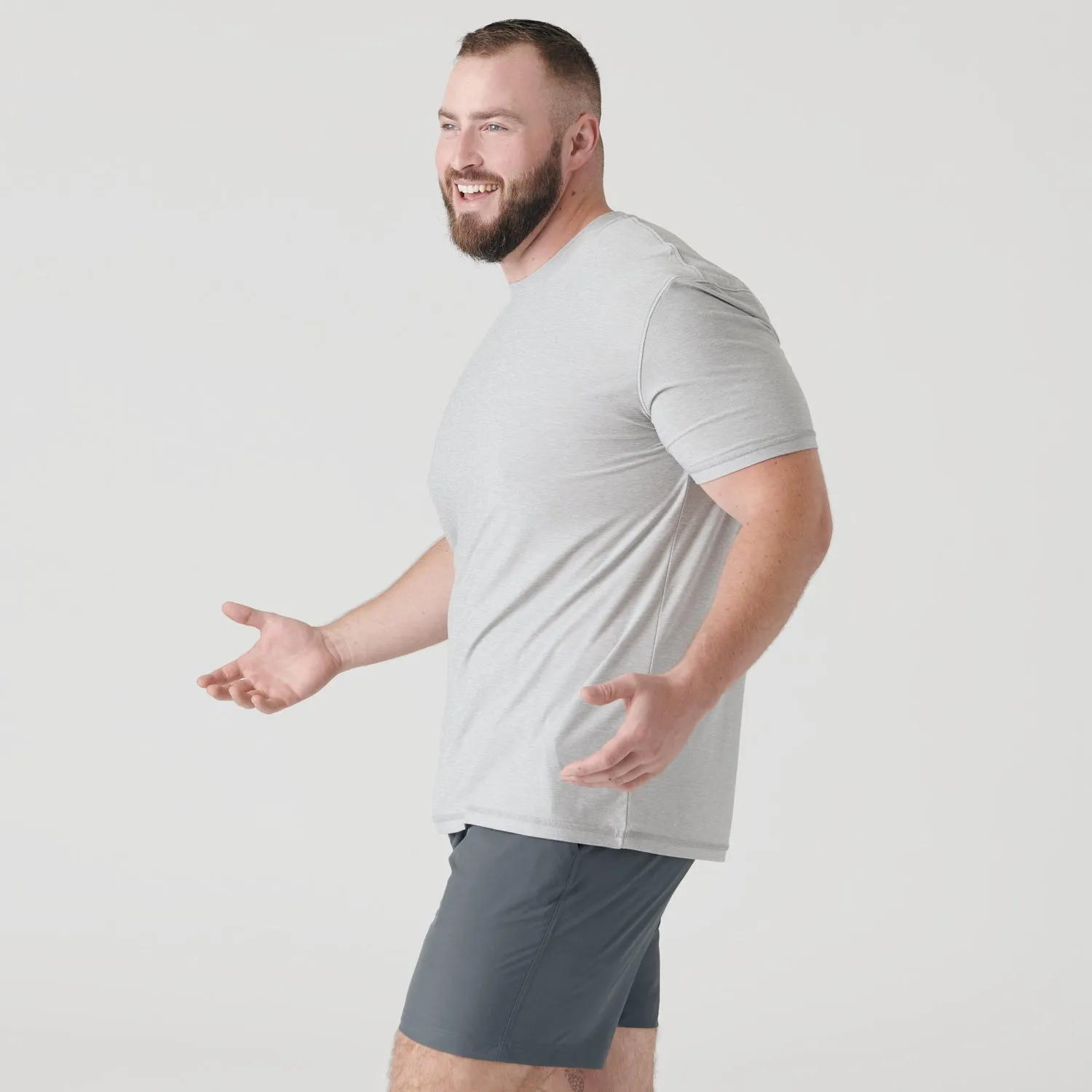 Light Heather Gray Active Crew Neck Tee