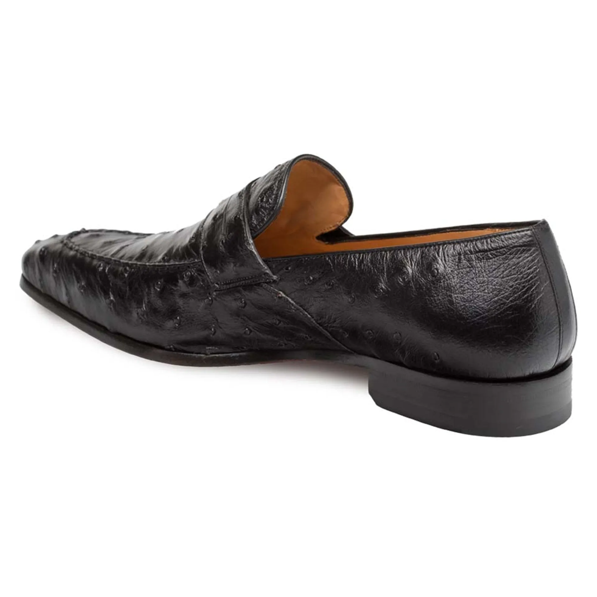 Lisbon Black Genuine Ostrich Men’s Classic Slip On By Mezlan Made in Spain Brand