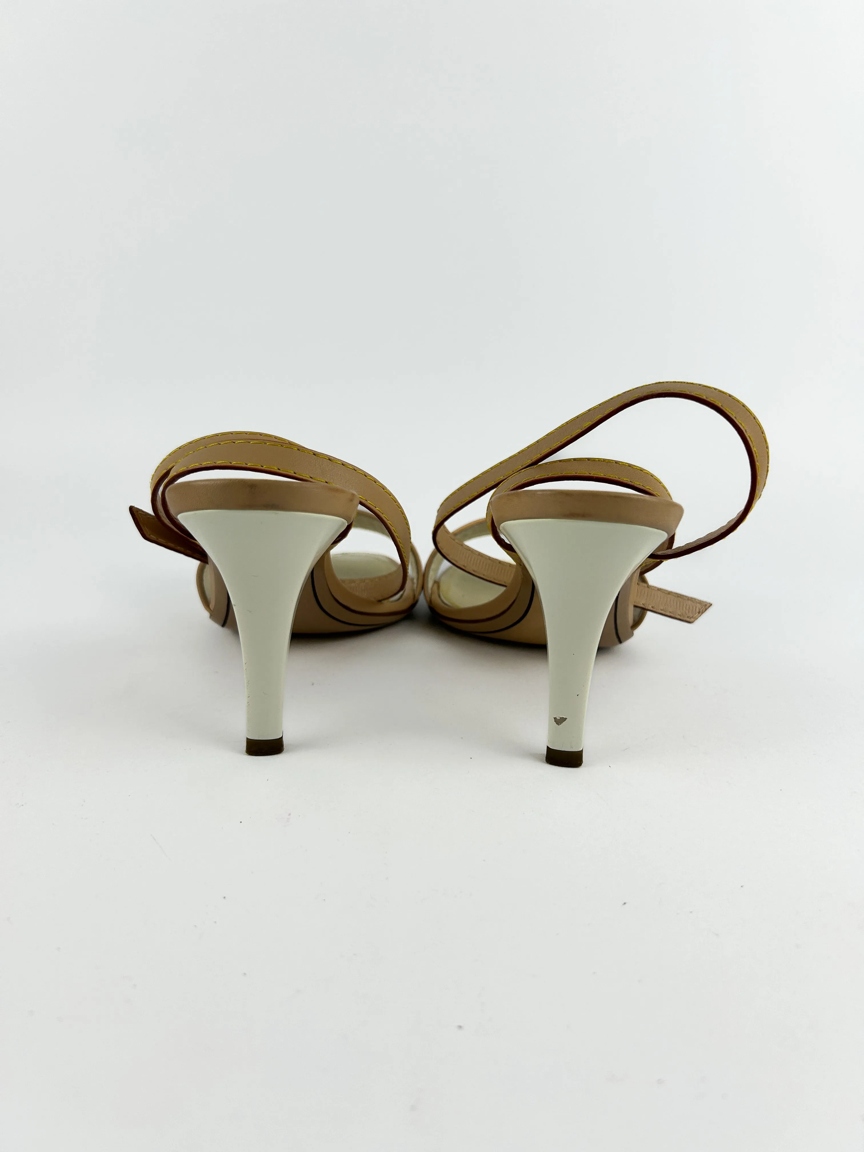 Louis Vuitton White Multicolour Monogram Ankle Strap Heels Sandals