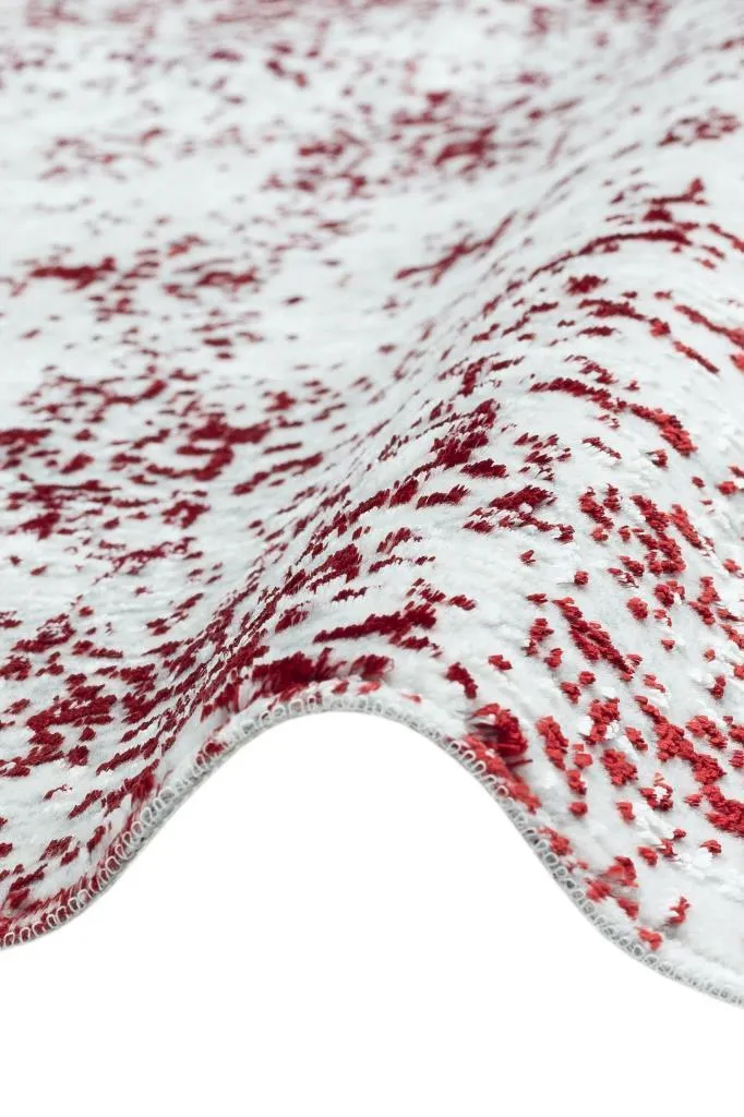 Lucca Washable Thin Red Kitchen Rug with Non-Slip Base 6004